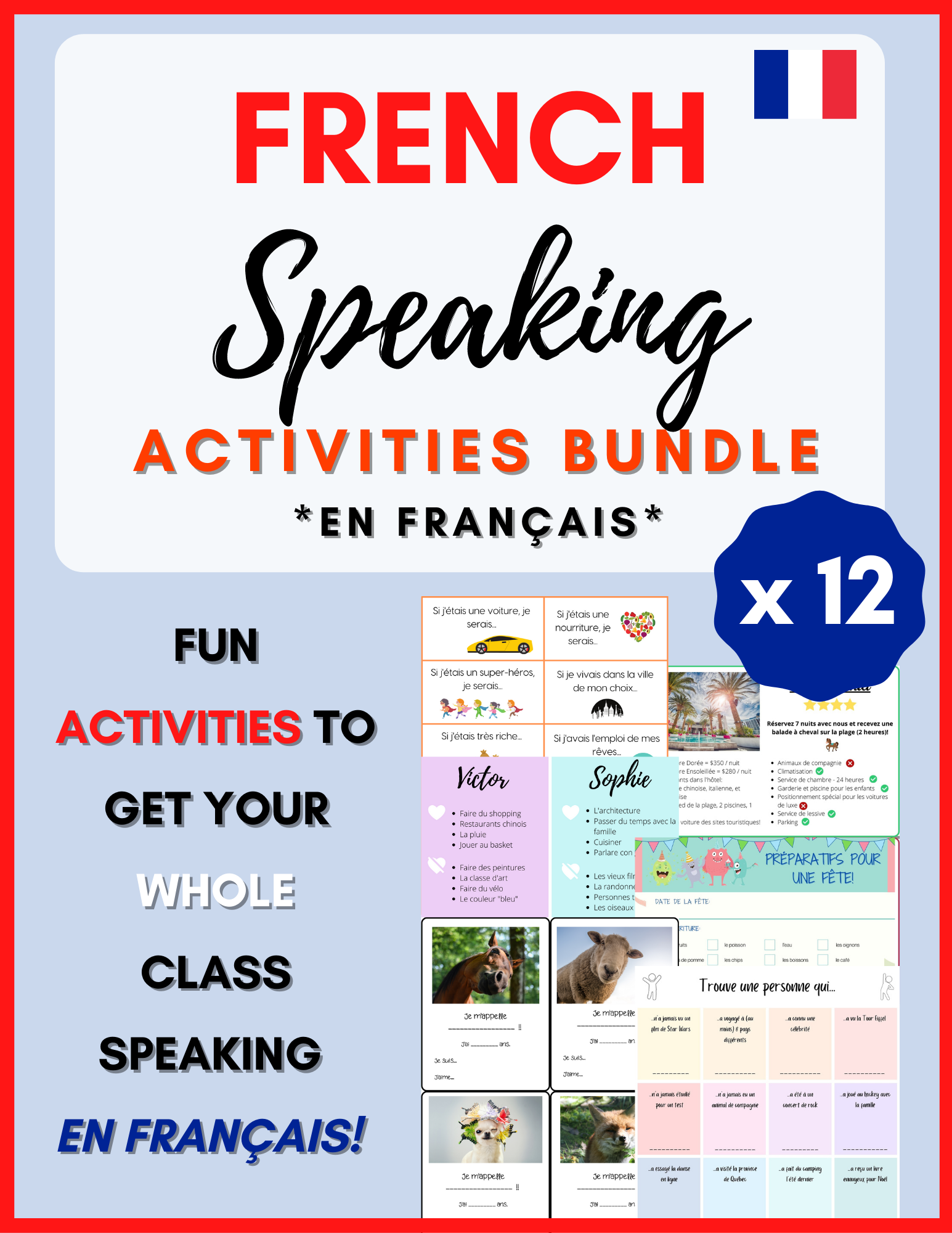 French Language Speaking Activities for French Class