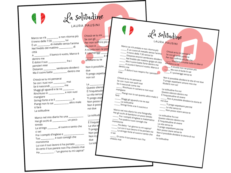 Italian Song Activities Package Bundle of 10