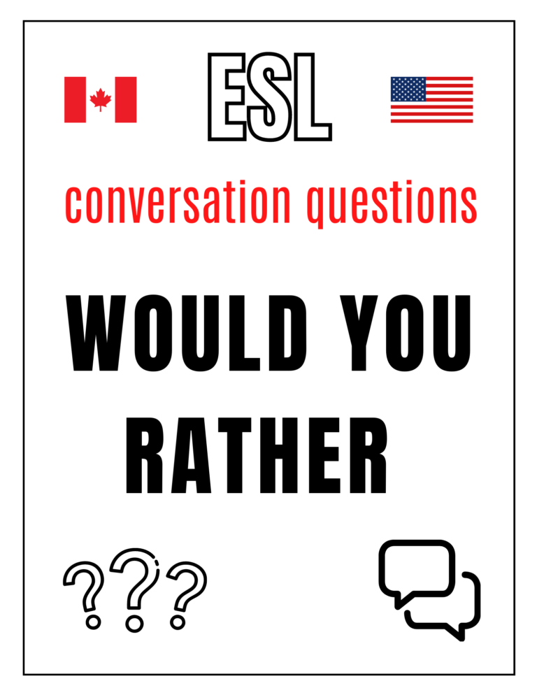English ESL EFL Would you Rather Conversation Questions
