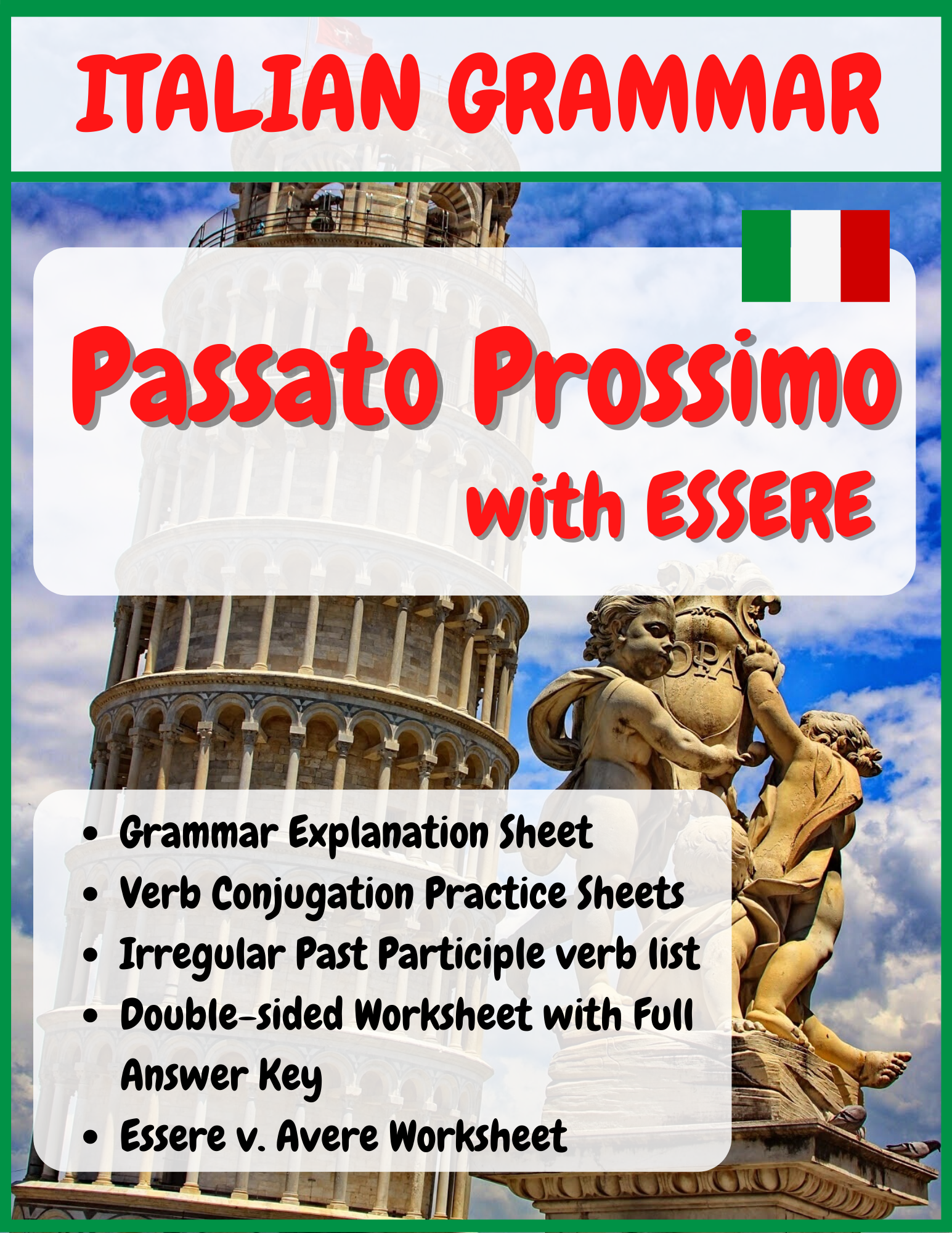 Italian Grammar Worksheets Passato Prossimo with Essere