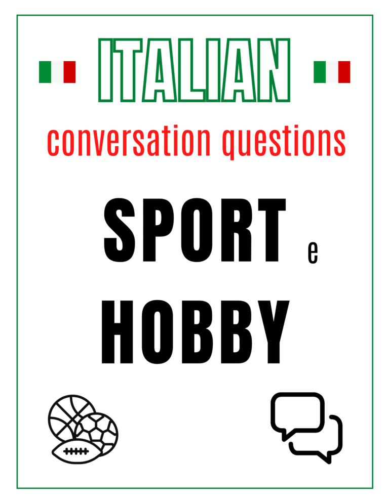 Italian Sports and Hobbies Conversation Questions Free Download