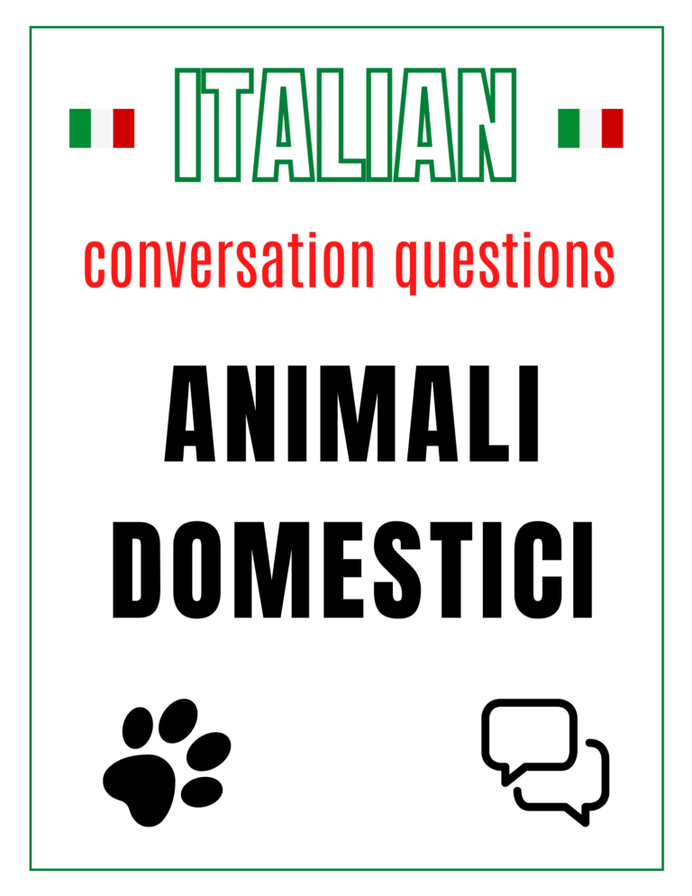Italian Pets Animali domestici Conversation Questions Free Download