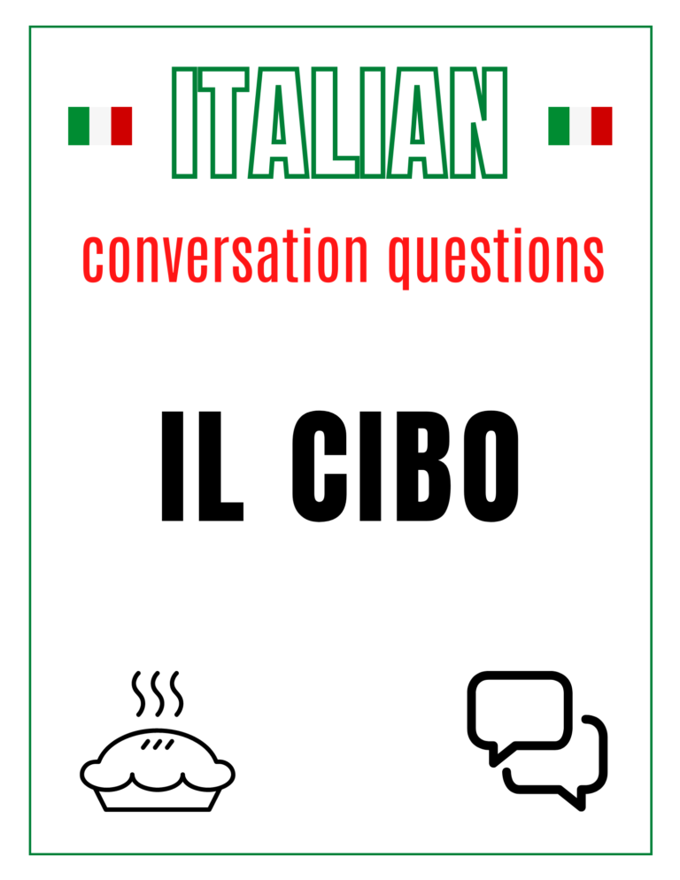 Italian Food / Cibo Conversation Questions Free Download