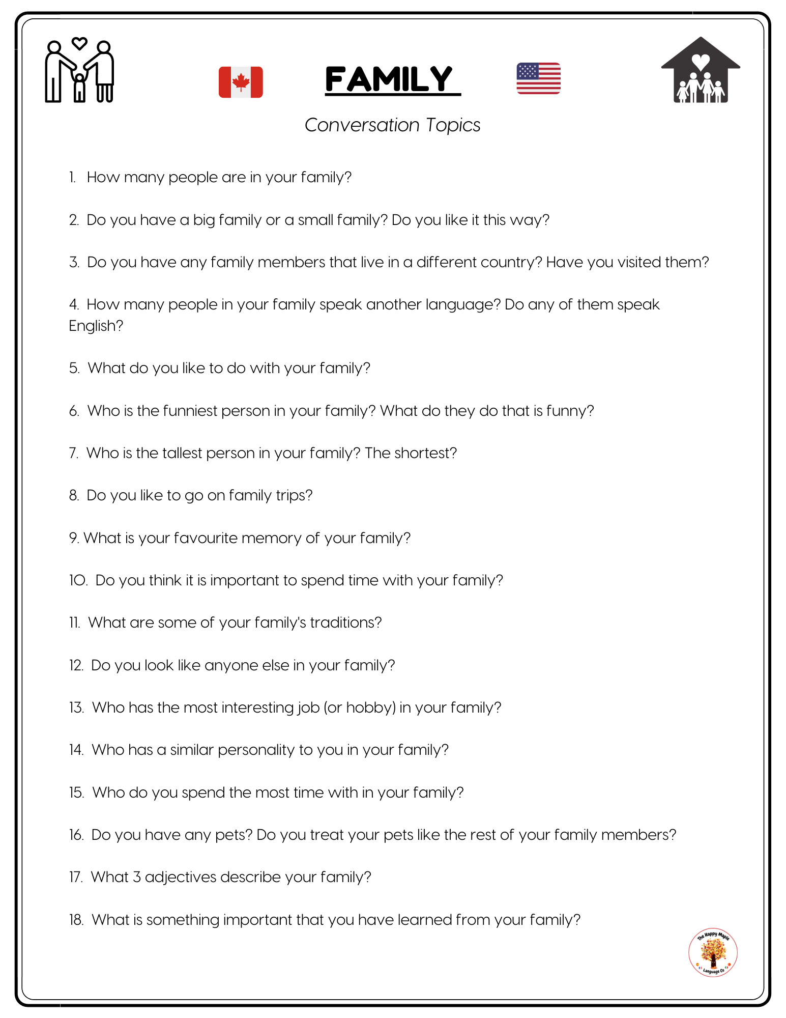 ESL EFL Conversation Questions - Free Printable Download