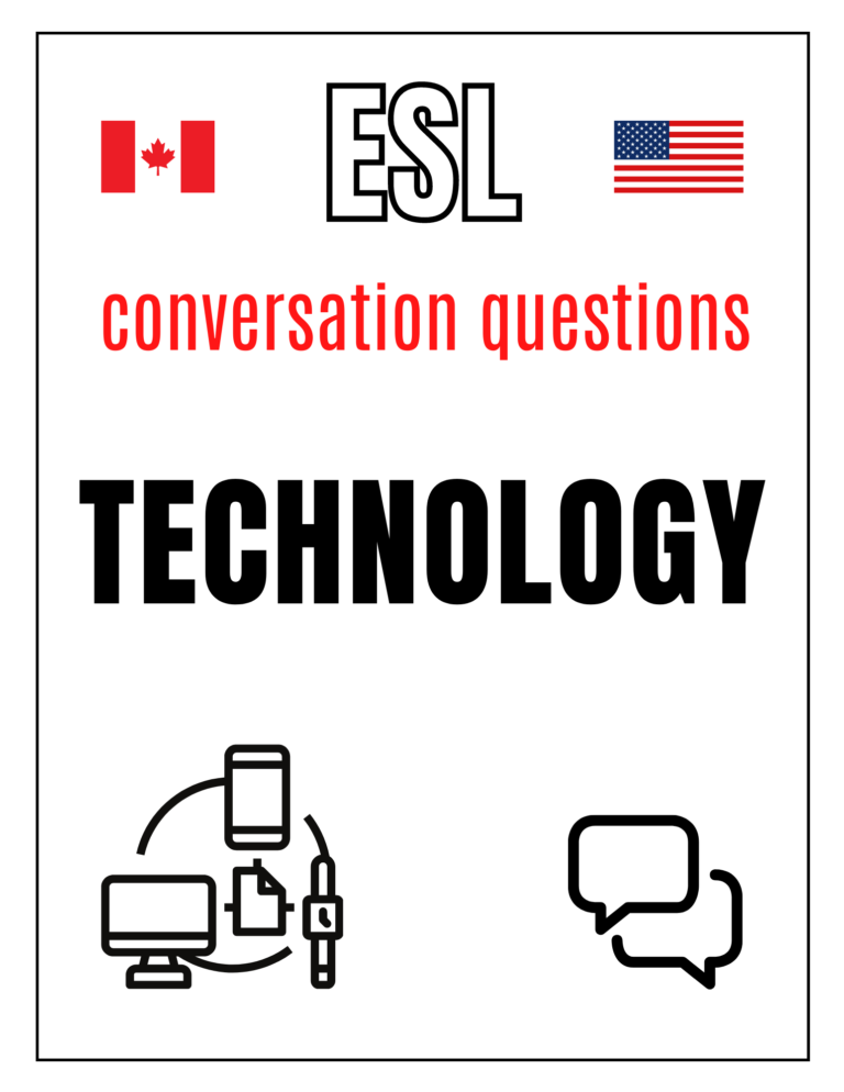 Free ESL EFL Conversation Starters about Technology Free Printable PDF Download
