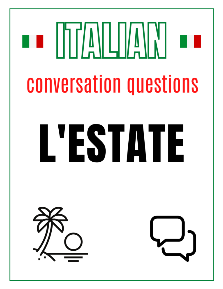 Free Italian Conversation Questions about the summer - Free printable