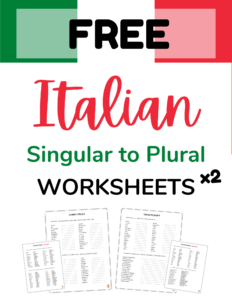 Italian Singular to Plural Worksheets Free Printable Download