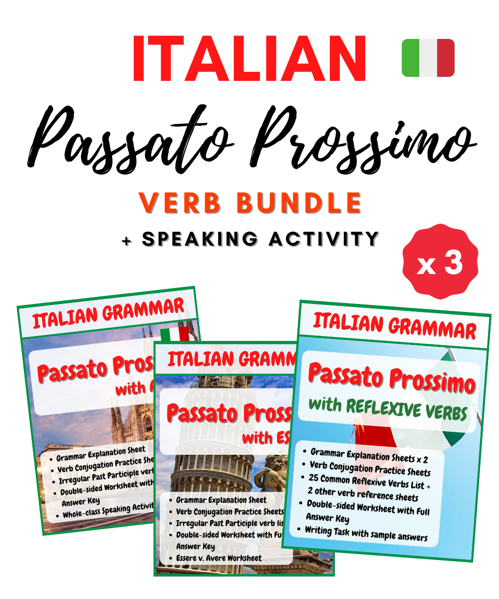 Italian Grammar Worksheets and Exercises for Italian Class