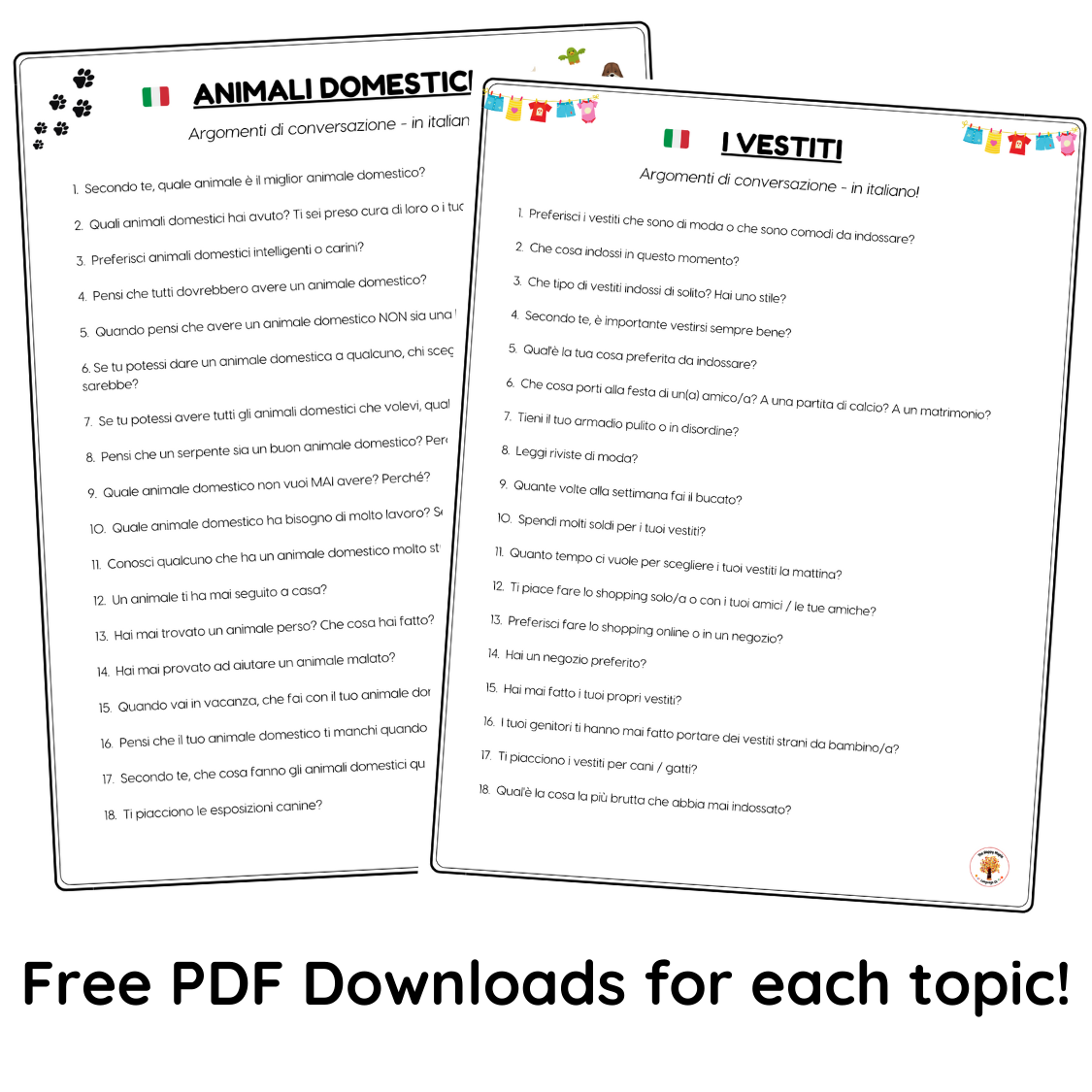 Italian Conversation Questions Free PDF Download
