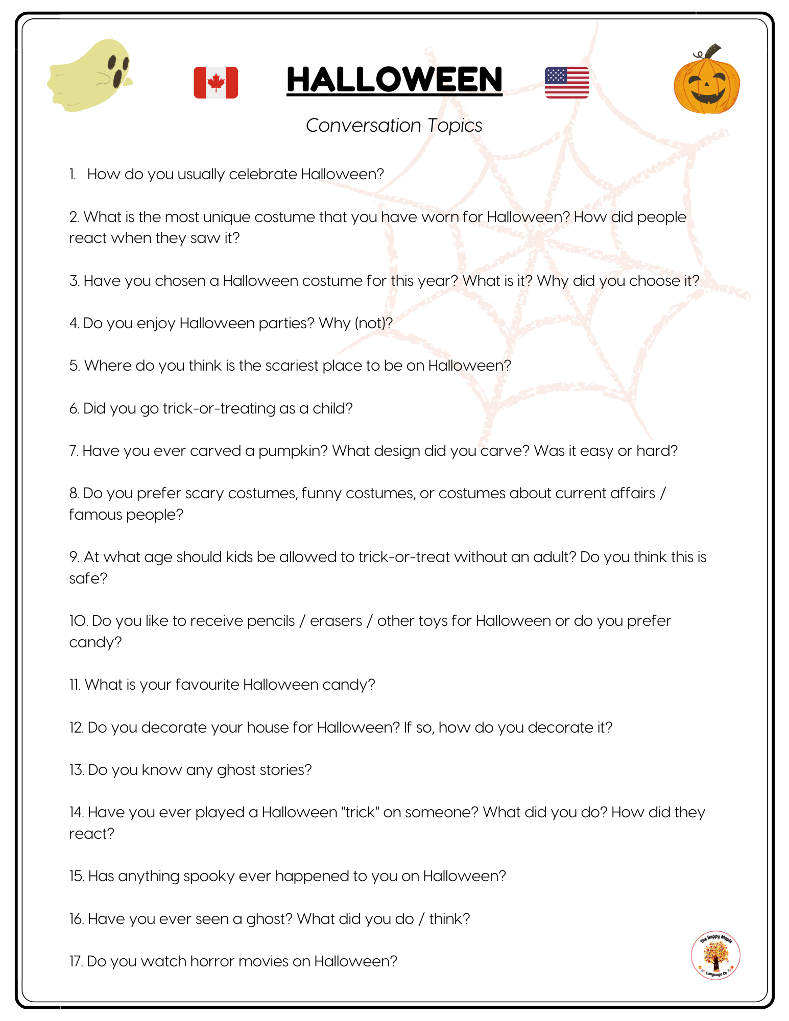 ESL Halloween Conversation Questions