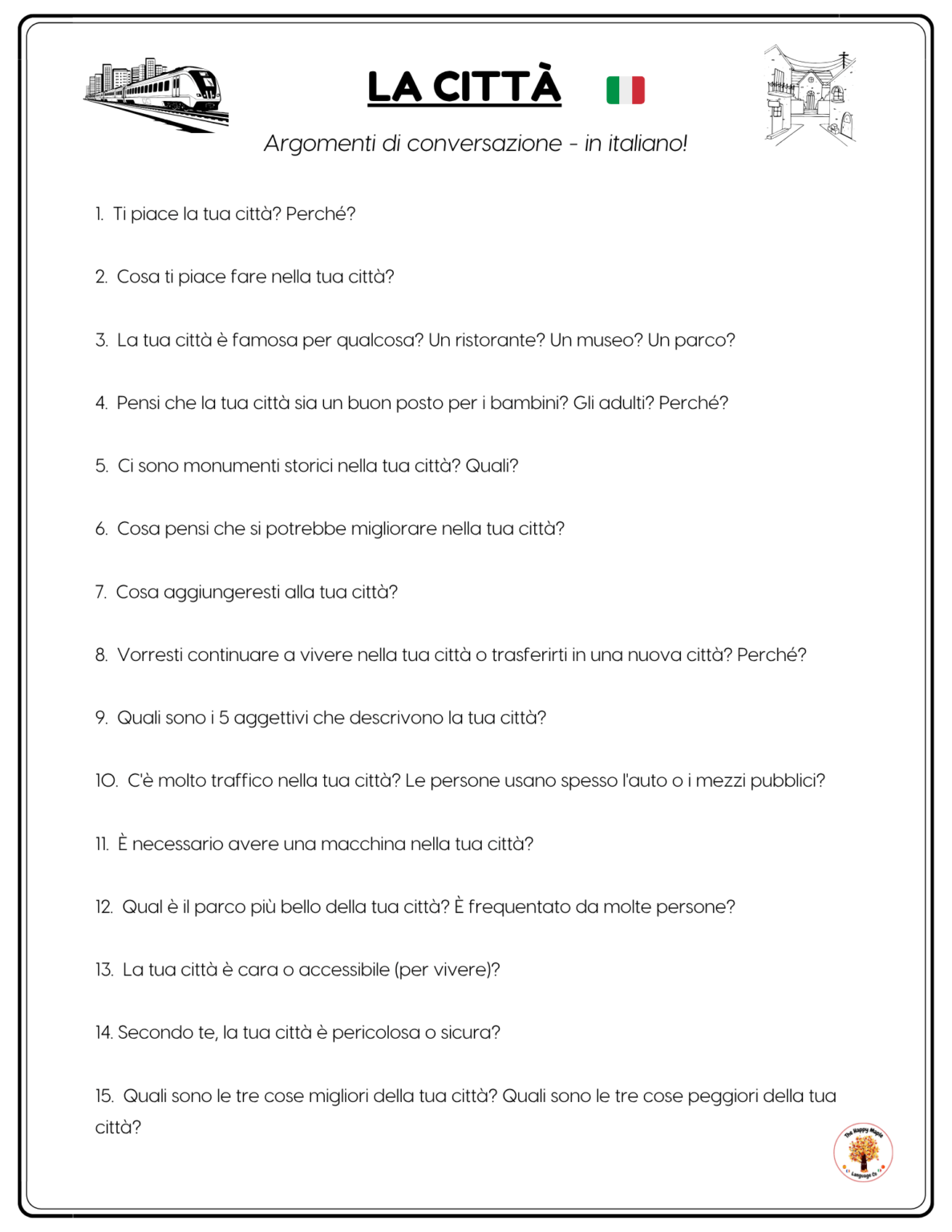 YouTube Italian City Vocabulary Worksheets