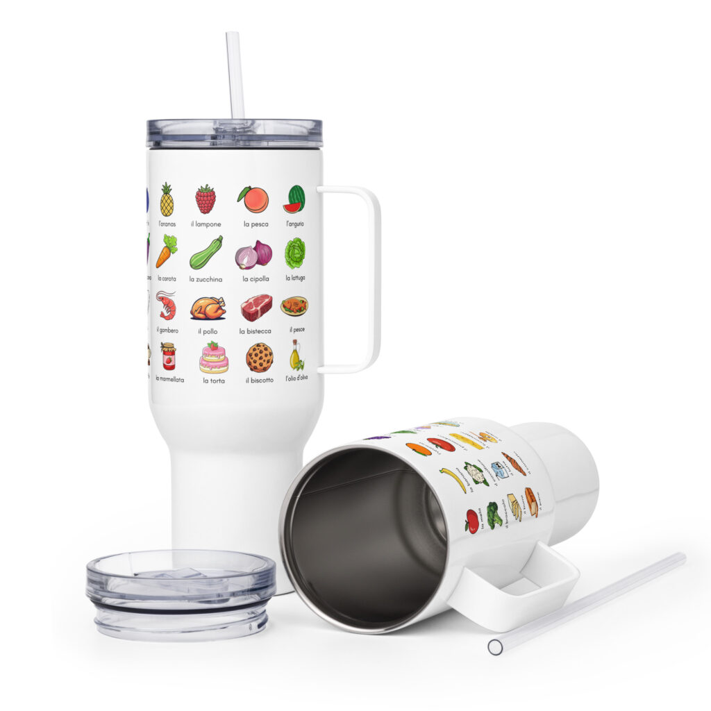 Italian Vocabulary Travel Mug with Food Words