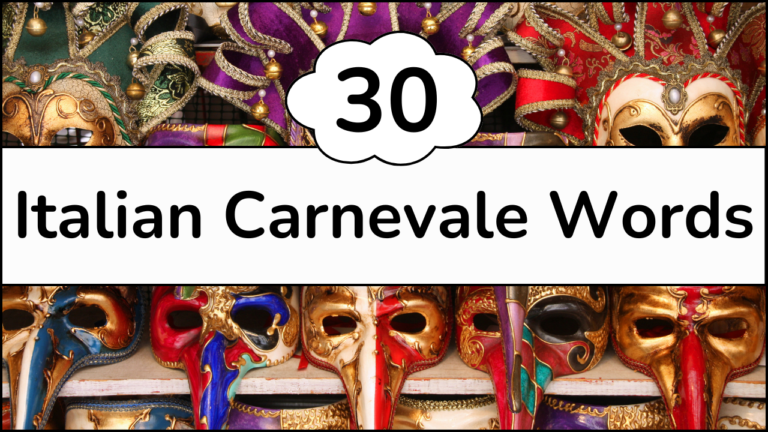 Italian Carnevale Vocabulary Words and YouTube Video Free Downloads