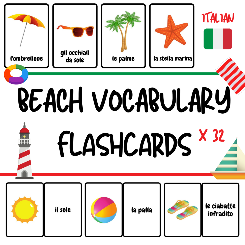 Italian Beach Flashcards for Beginners - Etsy Printable