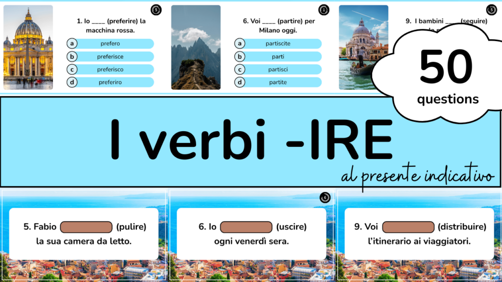 Italian IRE Verbs in the present tense