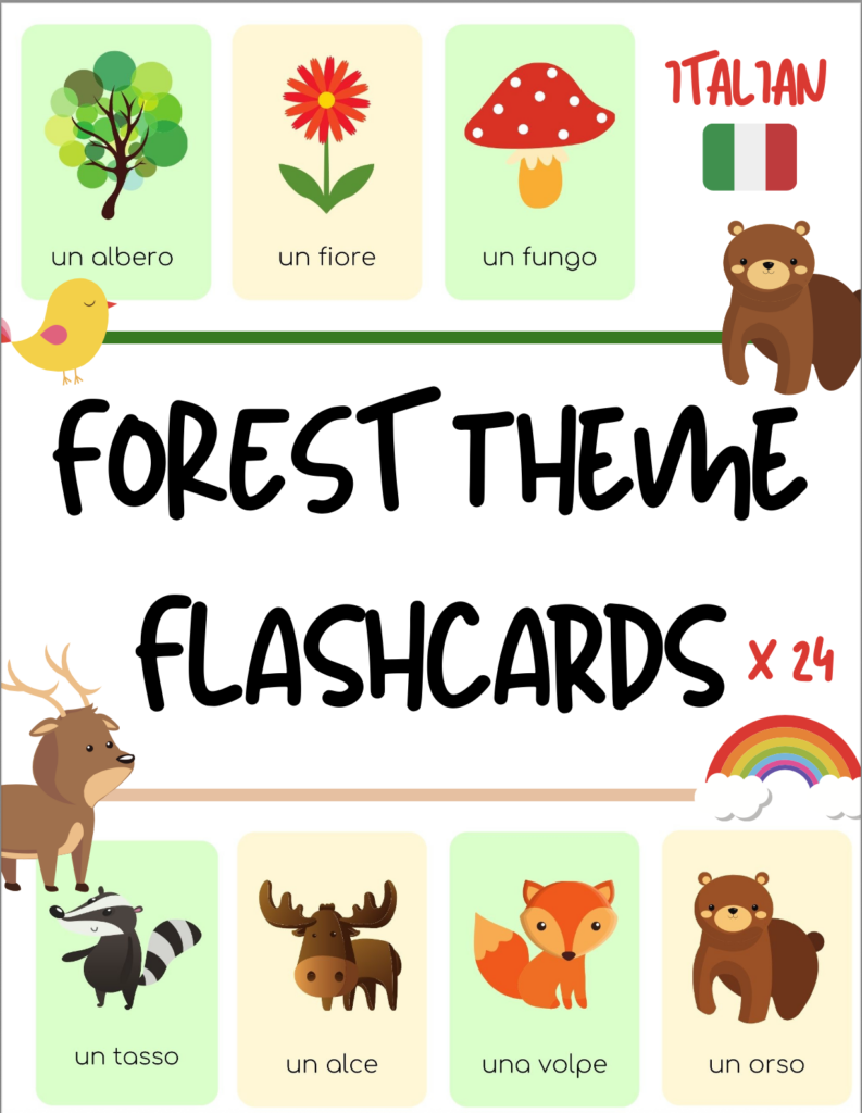 Italian Forest Vocabulary Word Flashcards