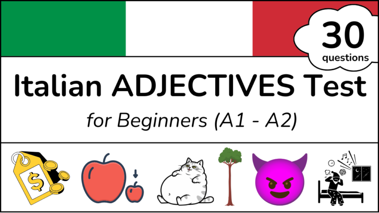 Italian Adjectives for Beginners A1 - A2 Free Printable PDF List