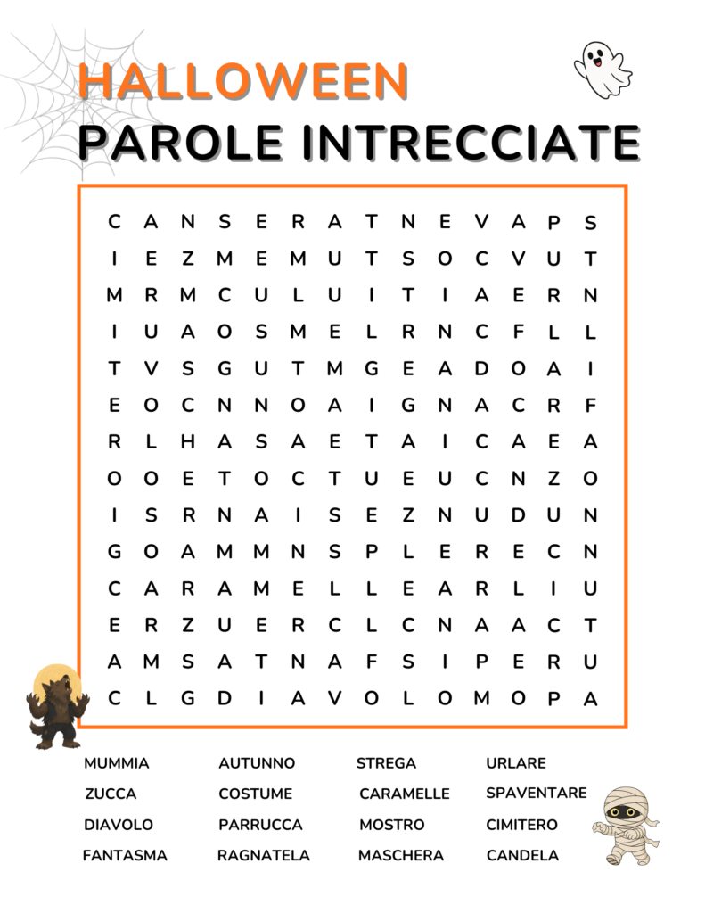 Free Italian Halloween Word Search